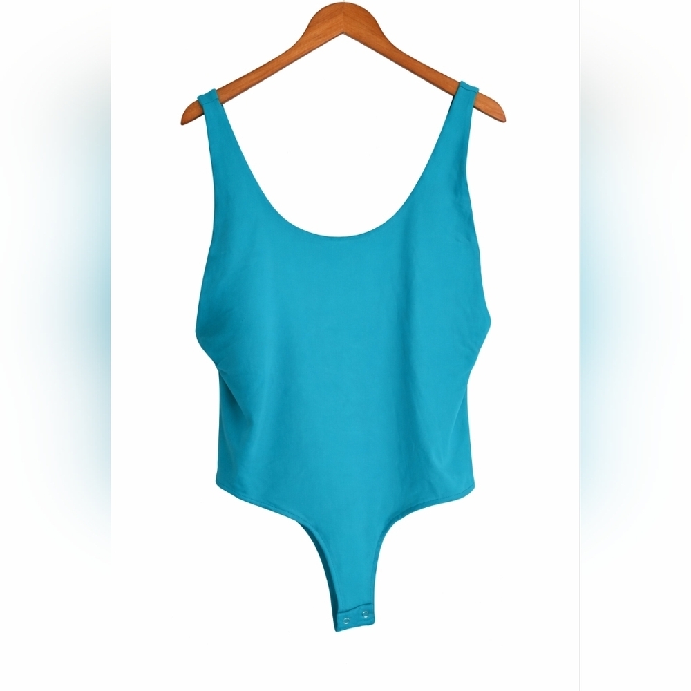 Reo Rio Women Teal Bodysuit 2XL Sleeveless Scoop Neck Stretch Snap Bottom Top. - Picture 2 of 11